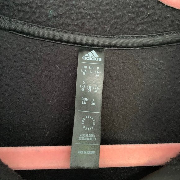 Adidas black fleece crop quarter button long sleeve pullover sweatshirt - Picture 4 of 10